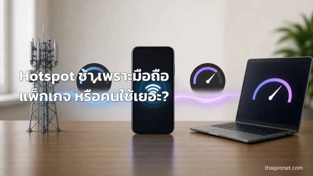 แชร์ Hotspot แล้วช้ามาก เกิดจากมือถือ แพ็กเกจ หรือคนใช้งานเยอะกันแน่ — Hotspot เน็ตช้า