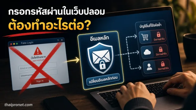 เผลอกรอกรหัสผ่านในเว็บปลอม ต้องเปลี่ยนอะไรบ้างก่อนบัญชีอื่นโดนตามไปด้วย — กรอกรหัสผ่านเว็บปลอม