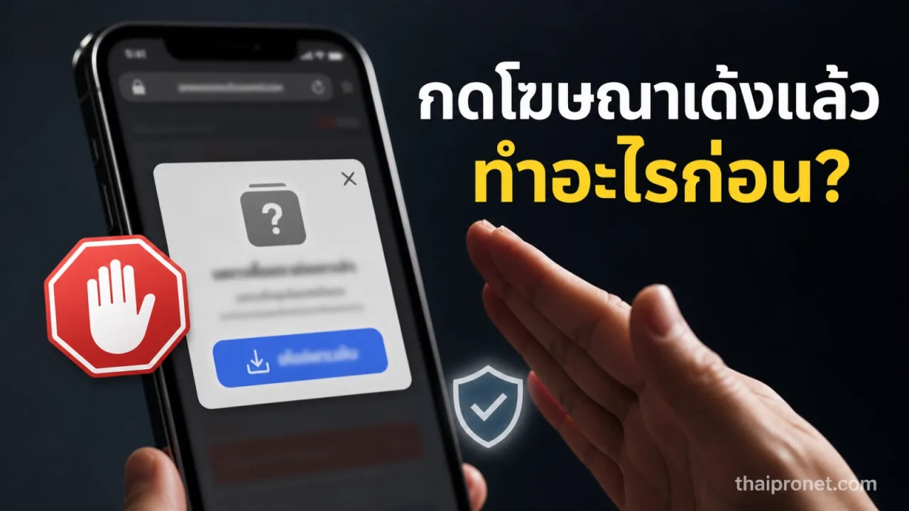 กดโฆษณาเด้งแล้วพาไปติดตั้งแอป ควรปิดหน้าเว็บหรือทำอะไรต่อก่อนข้อมูลในเครื่องเสี่ยง — โฆษณาอันตราย